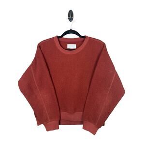 Everlane ReNew Rust Dark Red Long Sleeve Sherpa Pullover Sweatshirt Size Small